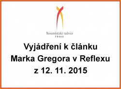 Vyjádření k článku Marka Gregora v Reflexu z 12. 11. 2015